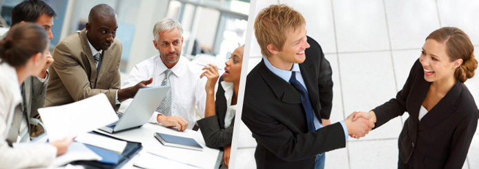 people in a business meeting setting